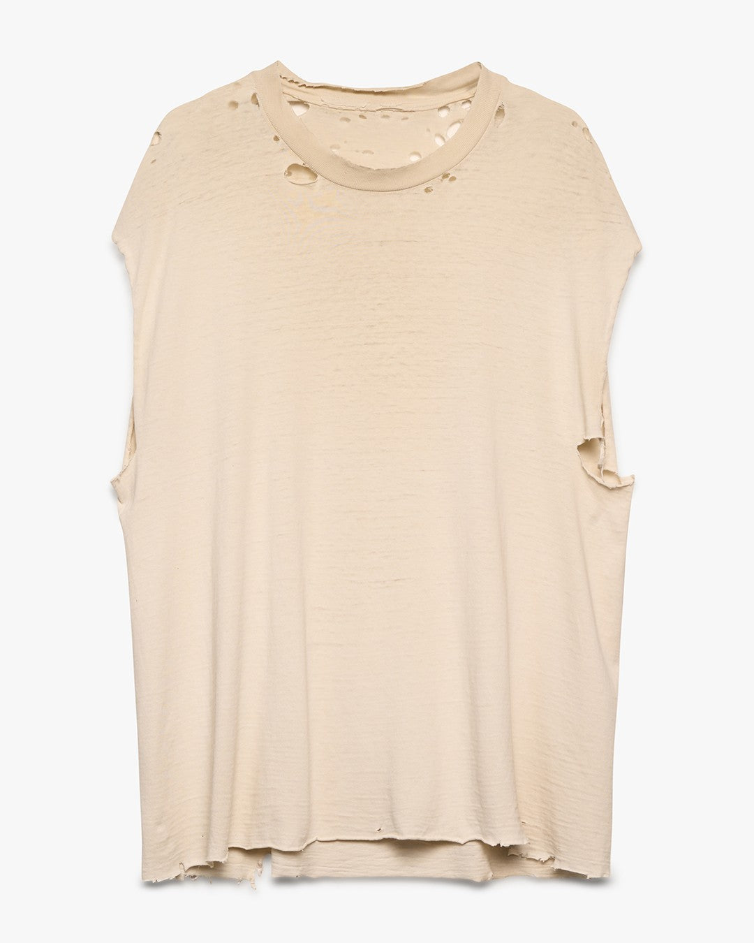 Distressed &amp; Sleeveless Blank White Tee