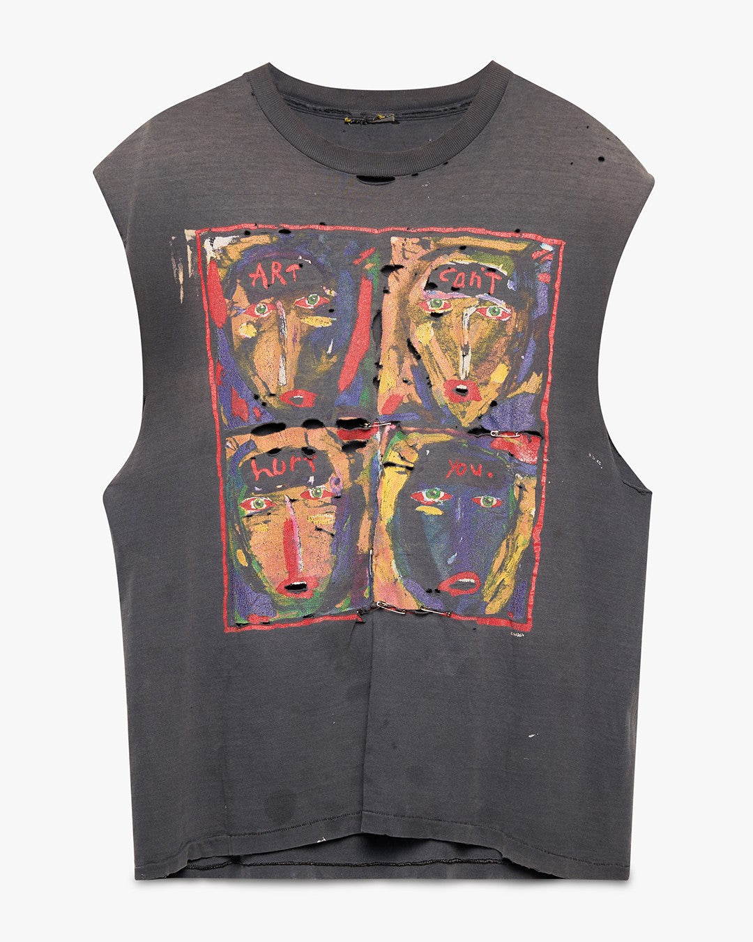 Distressed &amp; Faded Art Sleeveless Tee