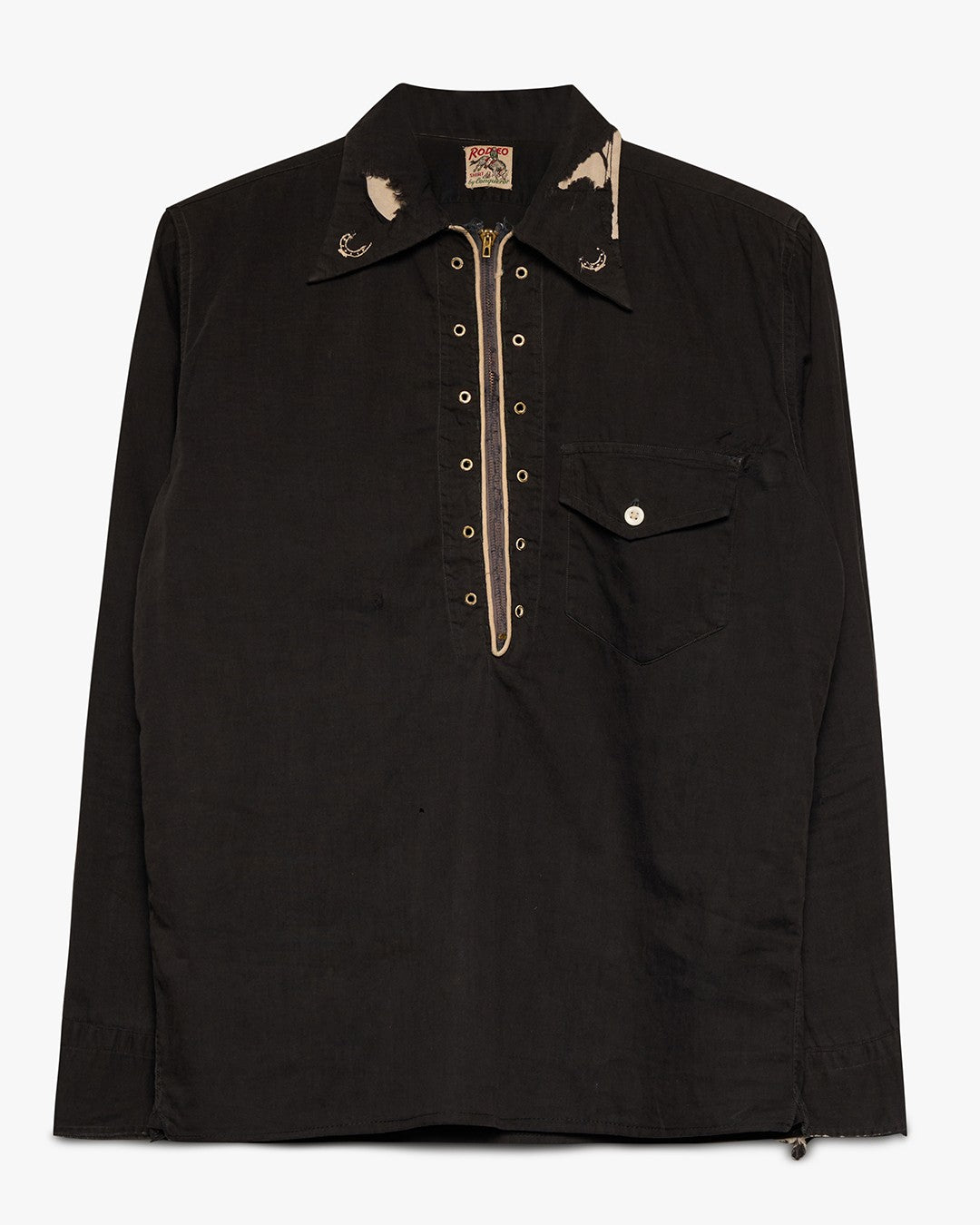 Black Rodeo Quarter Zip Western Shirt