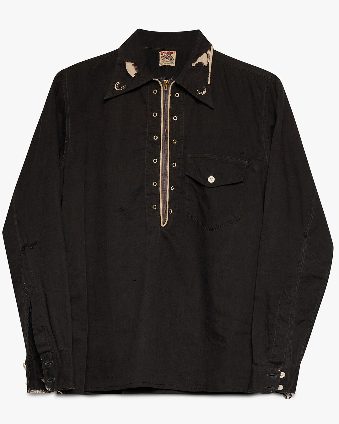 Black Rodeo Quarter Zip Western Shirt
