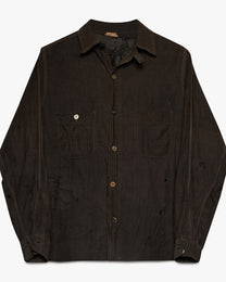 Black Repaired Chin Strap Shirt