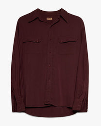 Burgundy Red Western Rayon Shirt