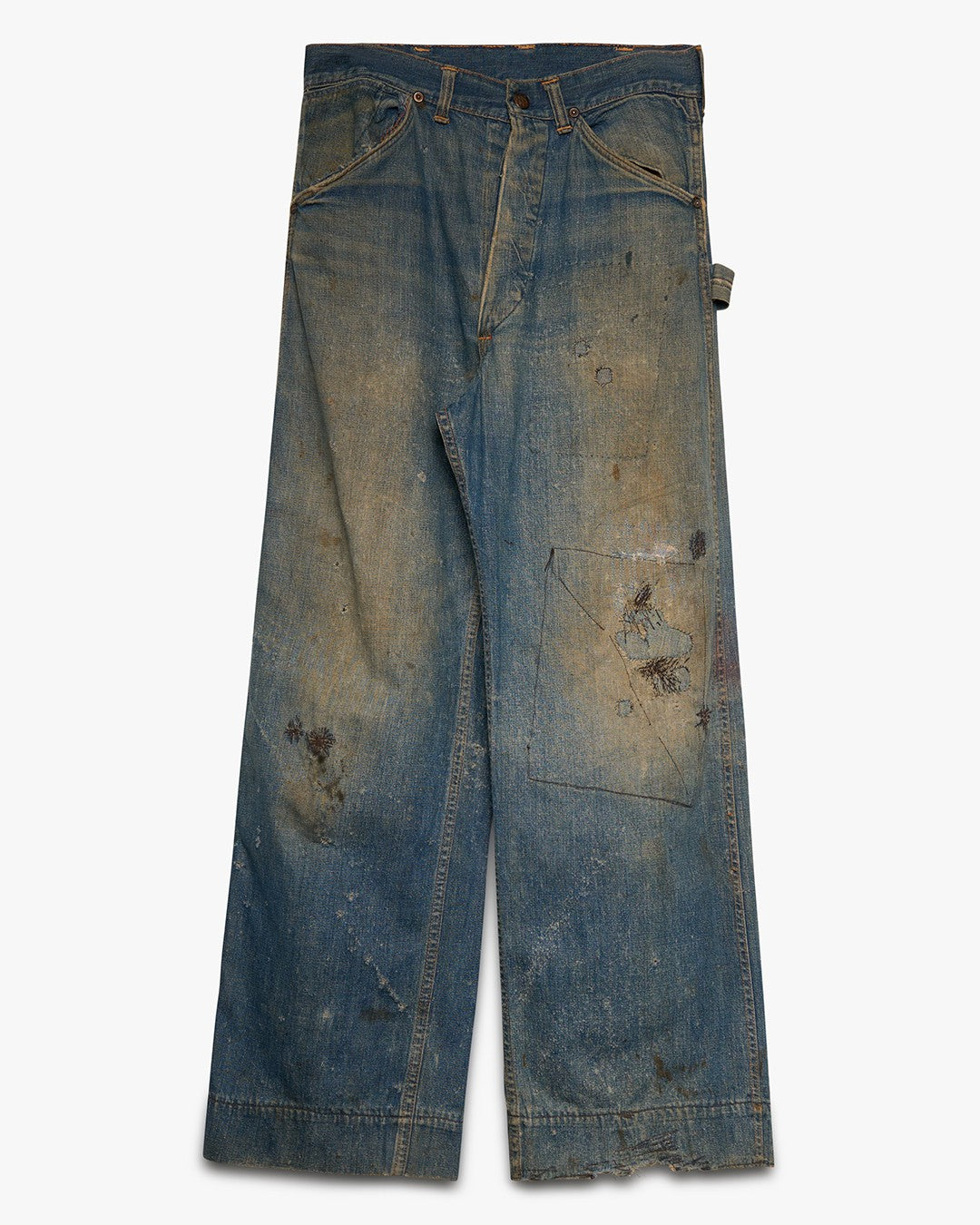 Strong &amp; Reliable Dirt-Stained Dark Wash Carpenter Jeans