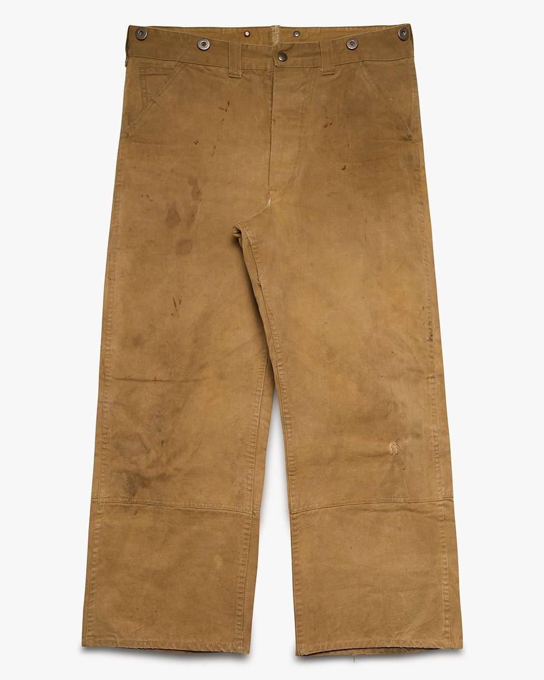 Faded Tan Suspender Button Canvas Double Knee Pants