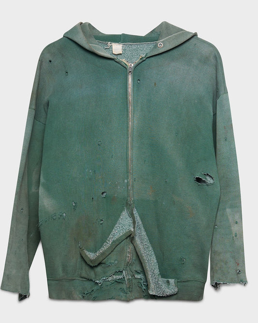 Thrashed Green Zip-Up