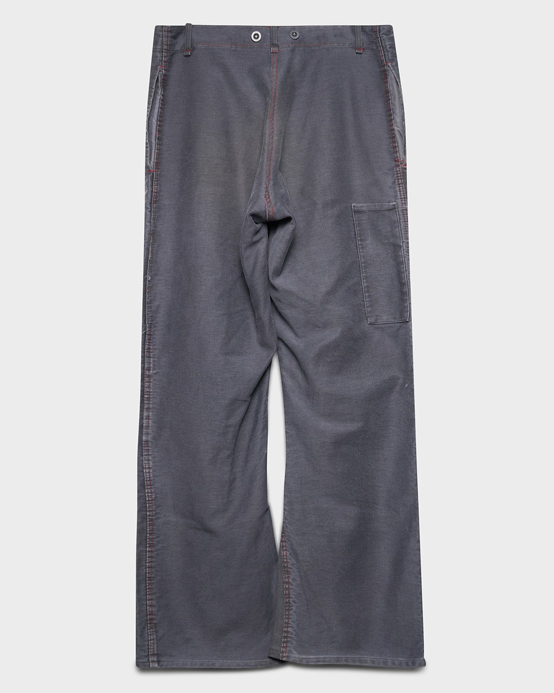 Grey Flared Moleskin Workwear Pants