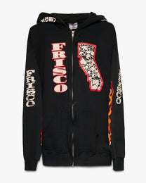 Frisco Flaming Skulls Zip Up Sweatshirt