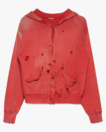 Distressed Broken Zip Sweatshirt