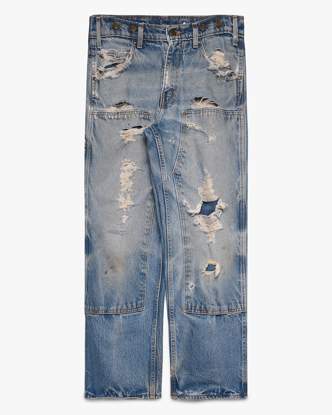 Faded/Distressed Denim Prison Blu Double Knees