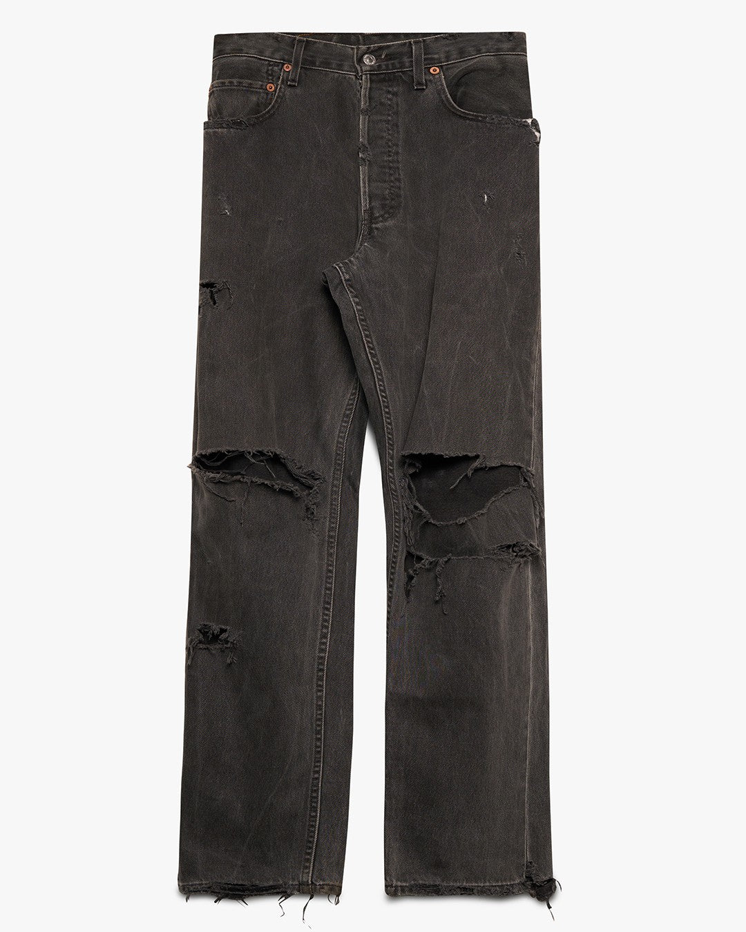 Thrashed Black Altered Levi's 517 Jeans