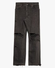 Thrashed Black Altered Levi's 517 Jeans