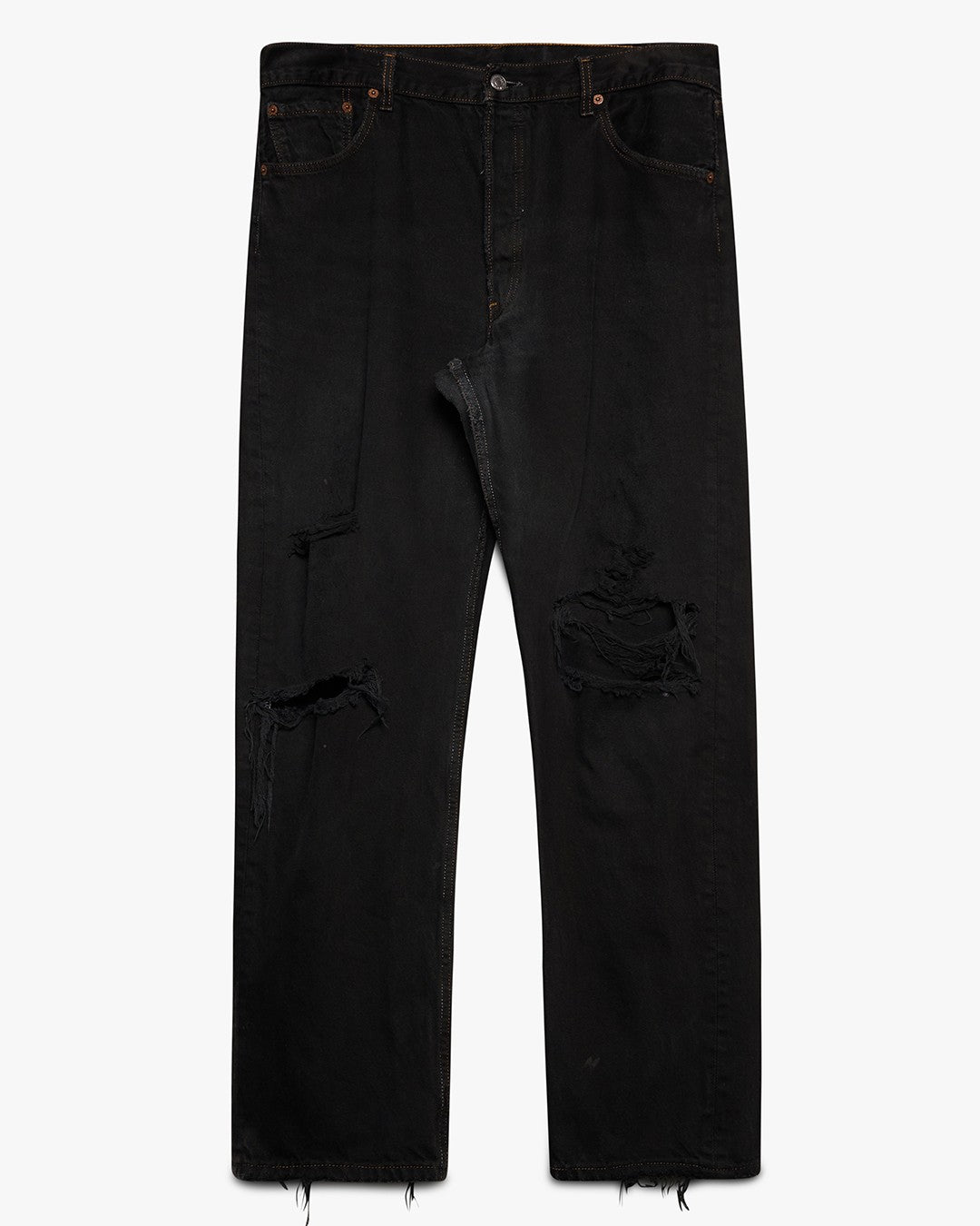 Distressed &amp; Dyed Black Levi's 501 Jeans