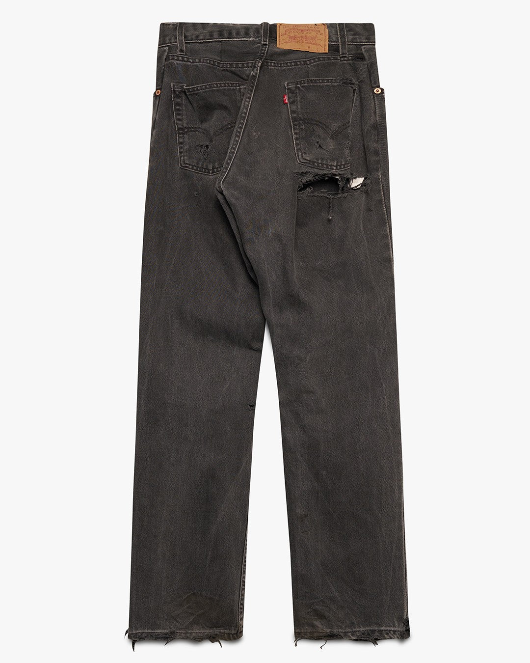 Thrashed Black Altered Levi's 517 Jeans