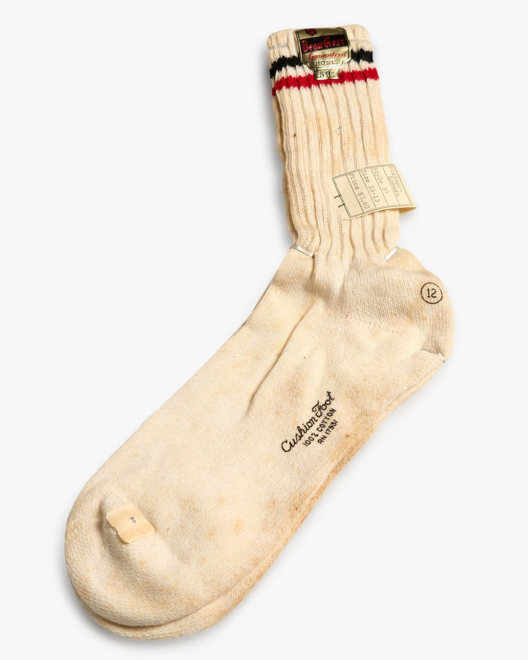 Black/Red Cushion Foot NOS Stained Socks