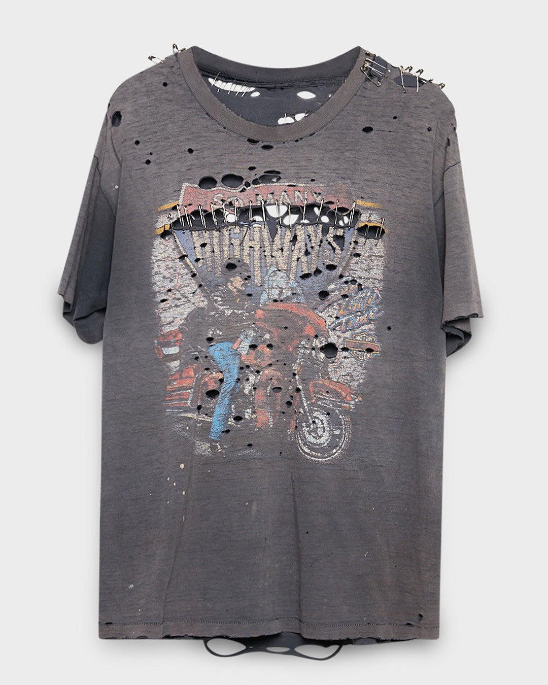 Thrashed/Safety Pinned Harley Tee