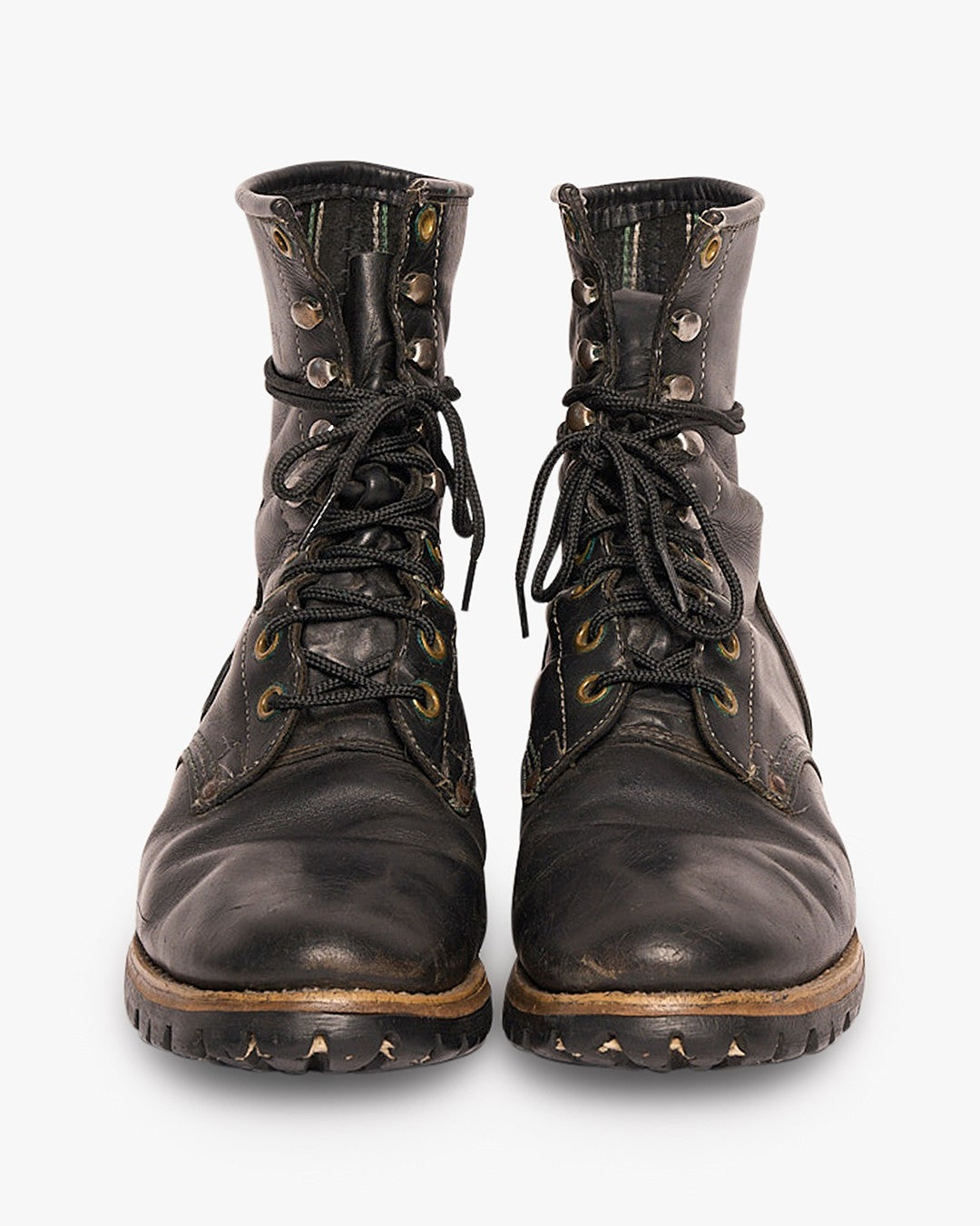 Black Leather Logger Boots