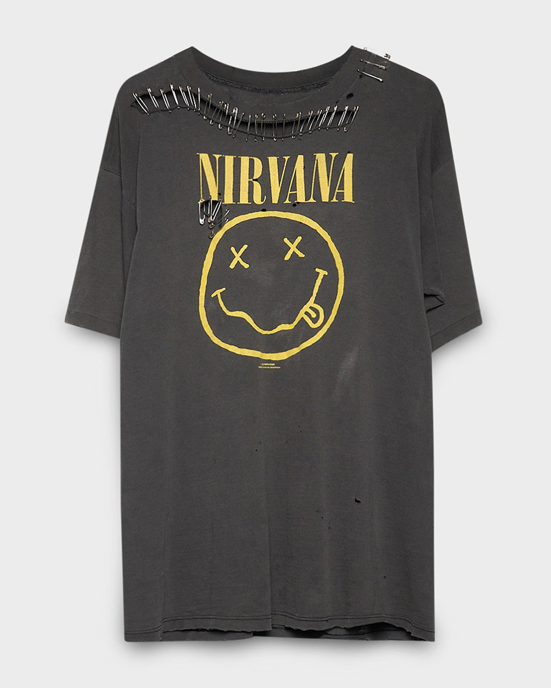 Safety Pinned Nirvana Smiley Tee