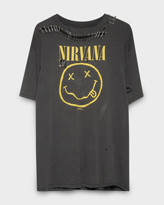 Safety Pinned Nirvana Smiley Tee