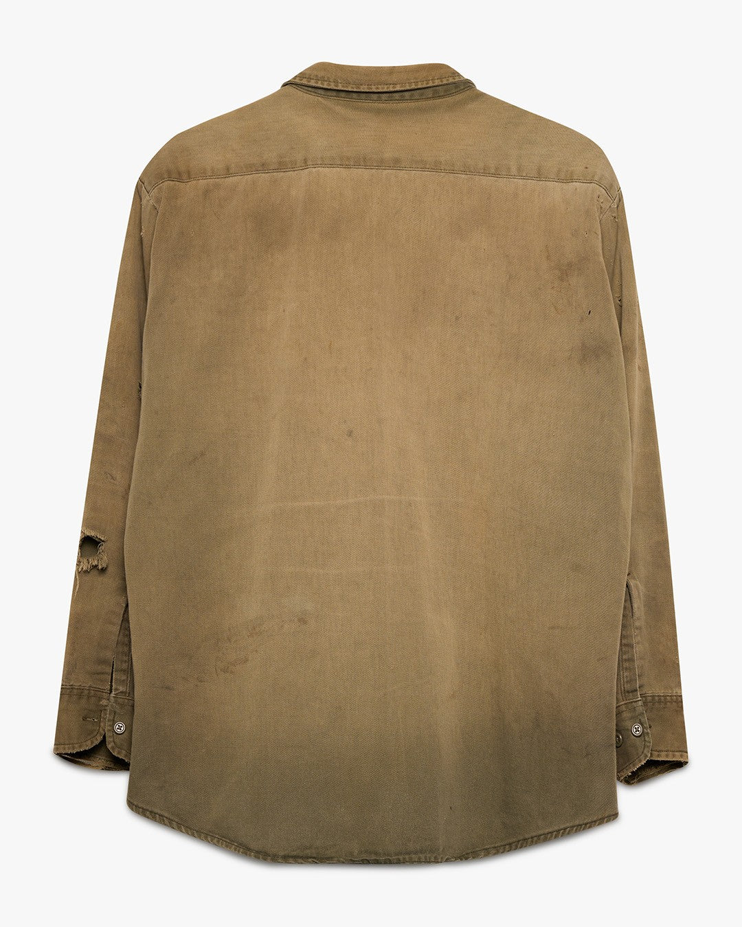 Distressed &amp; Faded Green Work Shirt