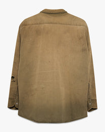 Distressed &amp; Faded Green Work Shirt