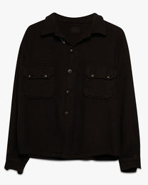 Over Dyed Black Wool Button Down Shirt