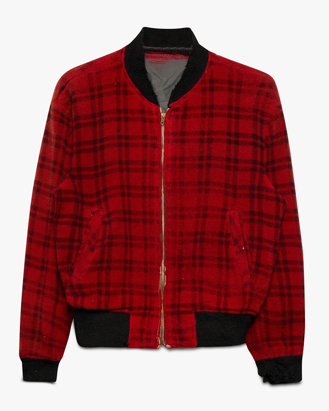 Faded Red Wool Bomber Jacket