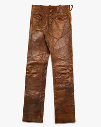 Brown Hippy Leather Patchwork Jeans