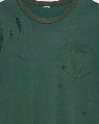 Distressed Green Pocket Tee