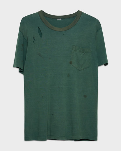 Distressed Green Pocket Tee