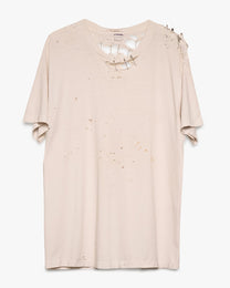 Thrashed/Safety Pinned White Blank Tee