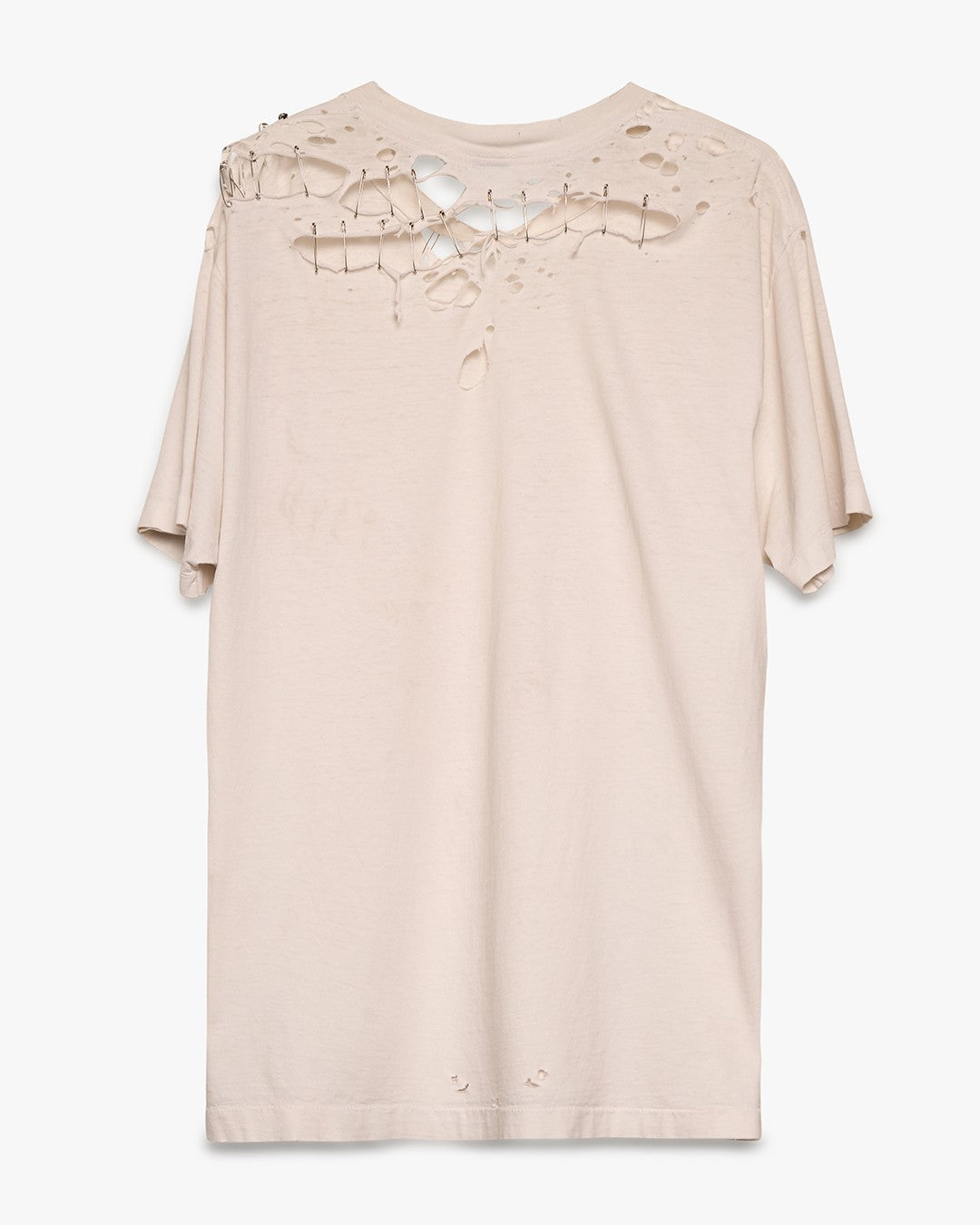 Thrashed/Safety Pinned White Blank Tee