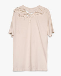 Thrashed/Safety Pinned White Blank Tee
