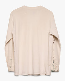 Painted White Long Sleeve Pocket Tee