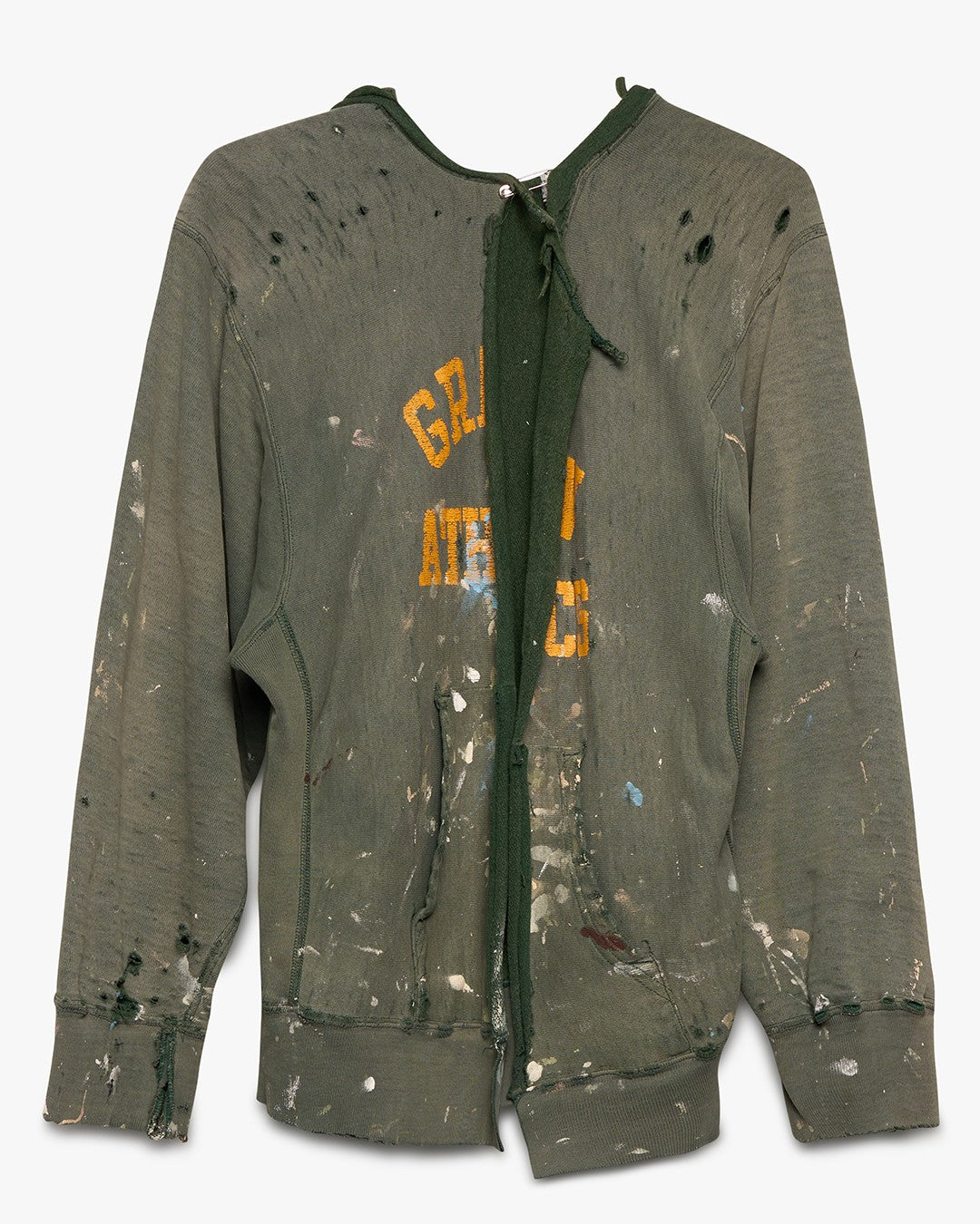 Thrashed &amp; Faded Green Champion Reverse Weave Hoodie