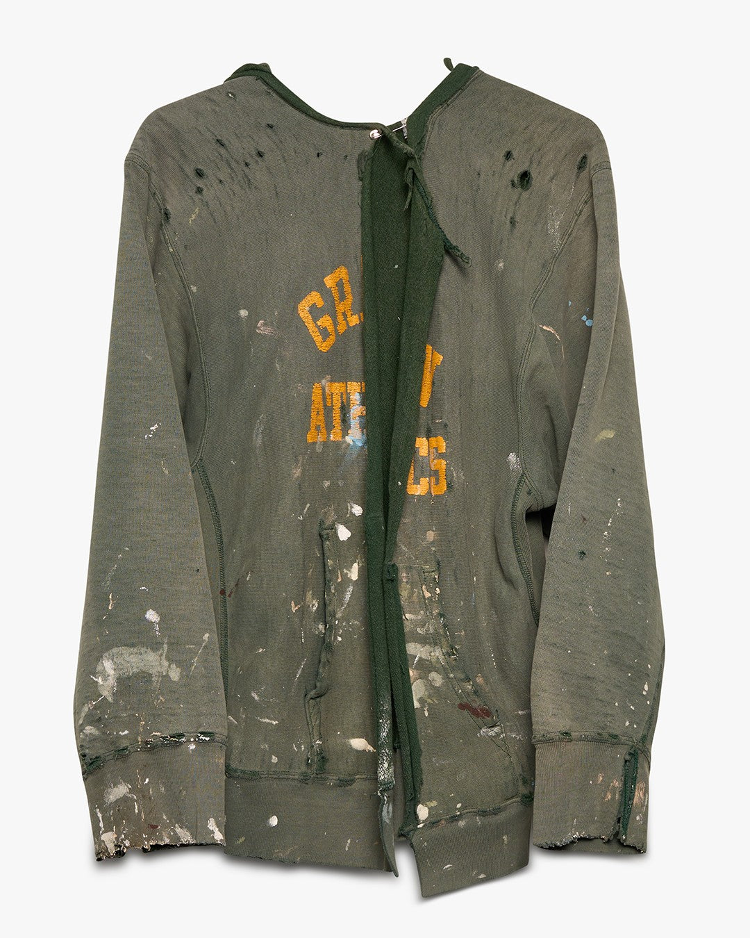 Thrashed &amp; Faded Green Champion Reverse Weave Hoodie