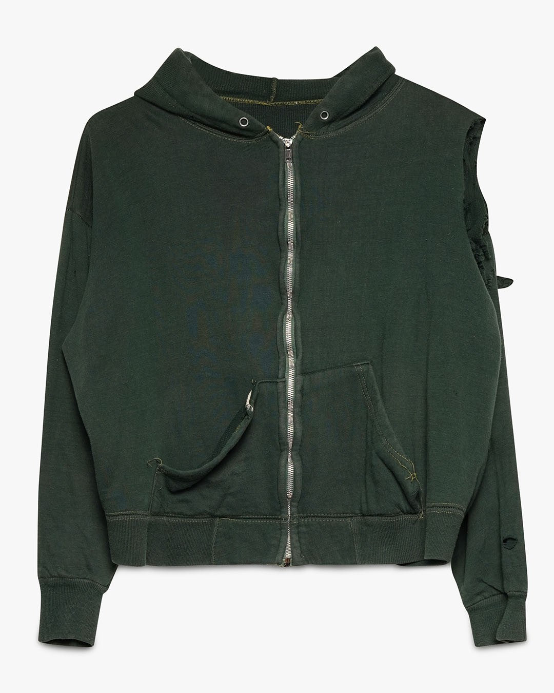 Forest Green Shoulder Hole Zip-Up Hoodie