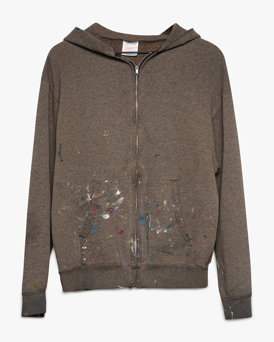 Over Dyed Black/Grey Painted Zip-Up