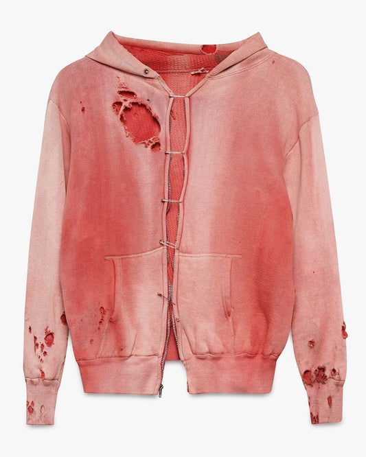 Distressed/Faded Red Thermal Lined Hoodie