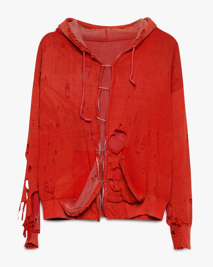 Thrashed Red Thermal Lined Hoodie