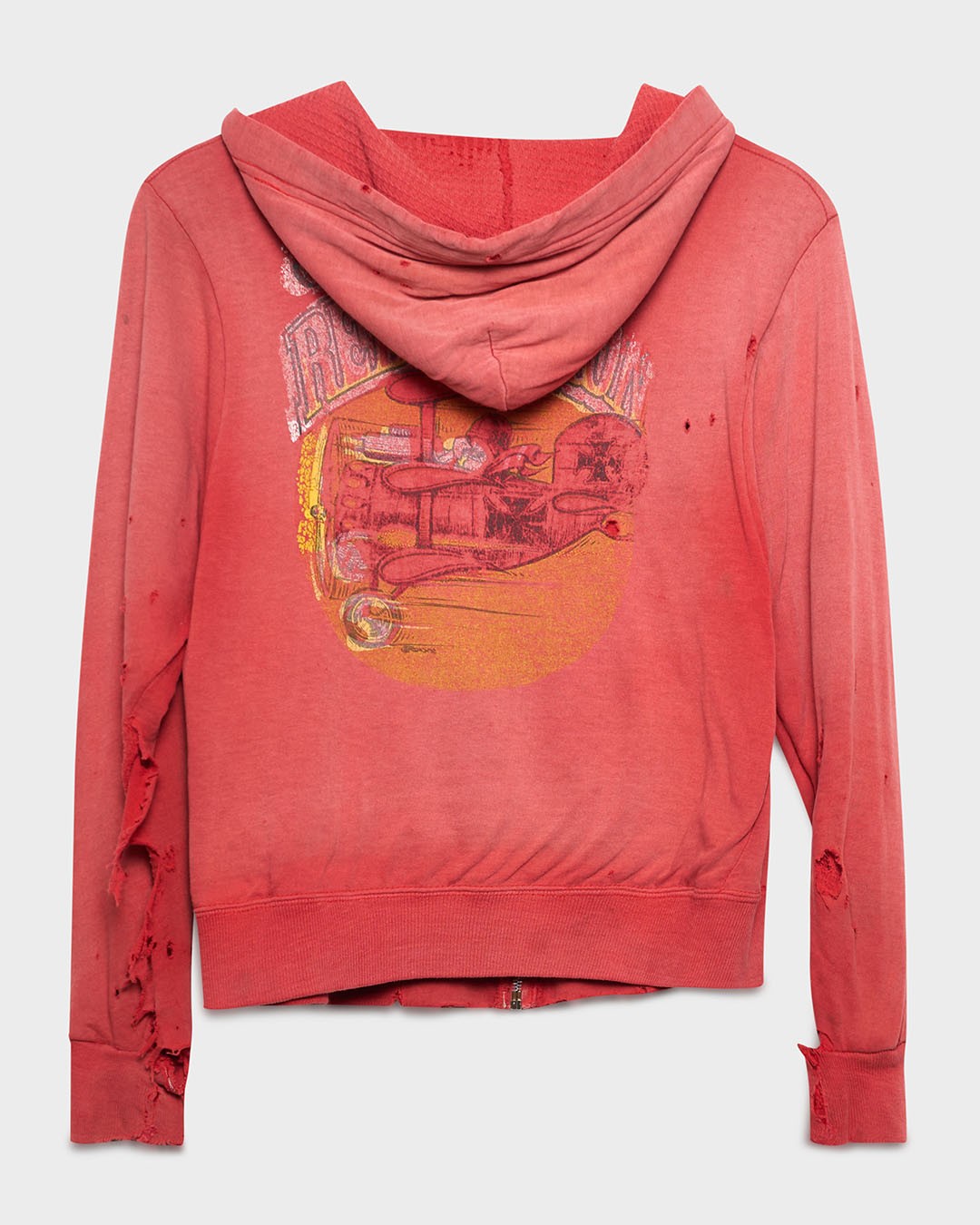 Thrashed Red Thermal Lined ZIp-Up Hoodie