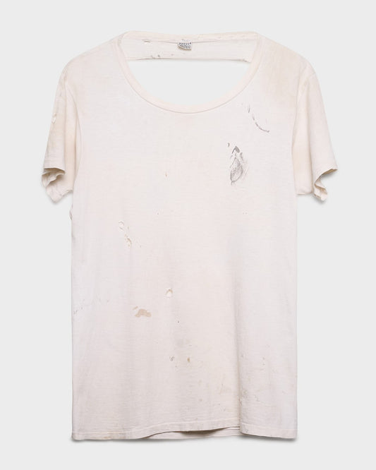 Back Gashed White Tee