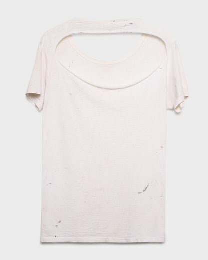 Back Gashed White Tee