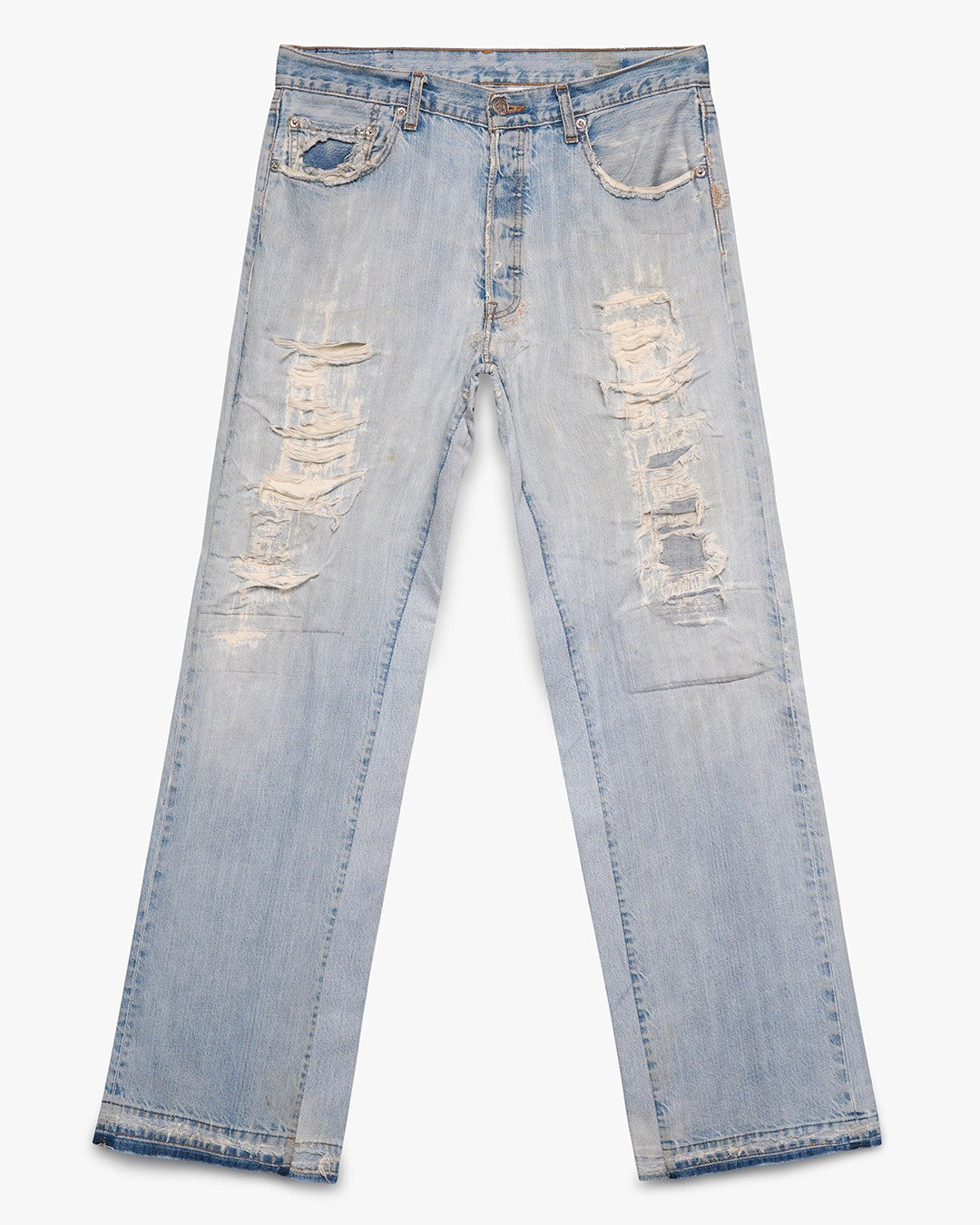 Distressed/Repaired Light Wash Resurgence Denim Jeans