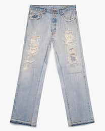 Distressed/Repaired Light Wash Resurgence Denim Jeans