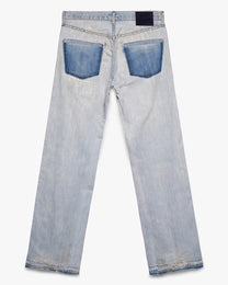 Distressed/Repaired Light Wash Resurgence Denim Jeans
