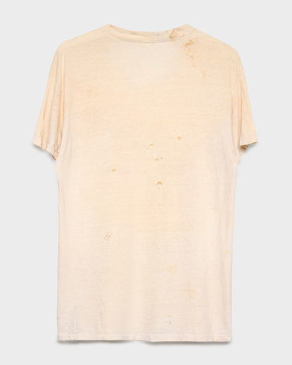 Gashed Neckline Dirty White Tee
