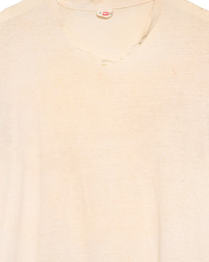 Gashed Neckline Dirty White Tee