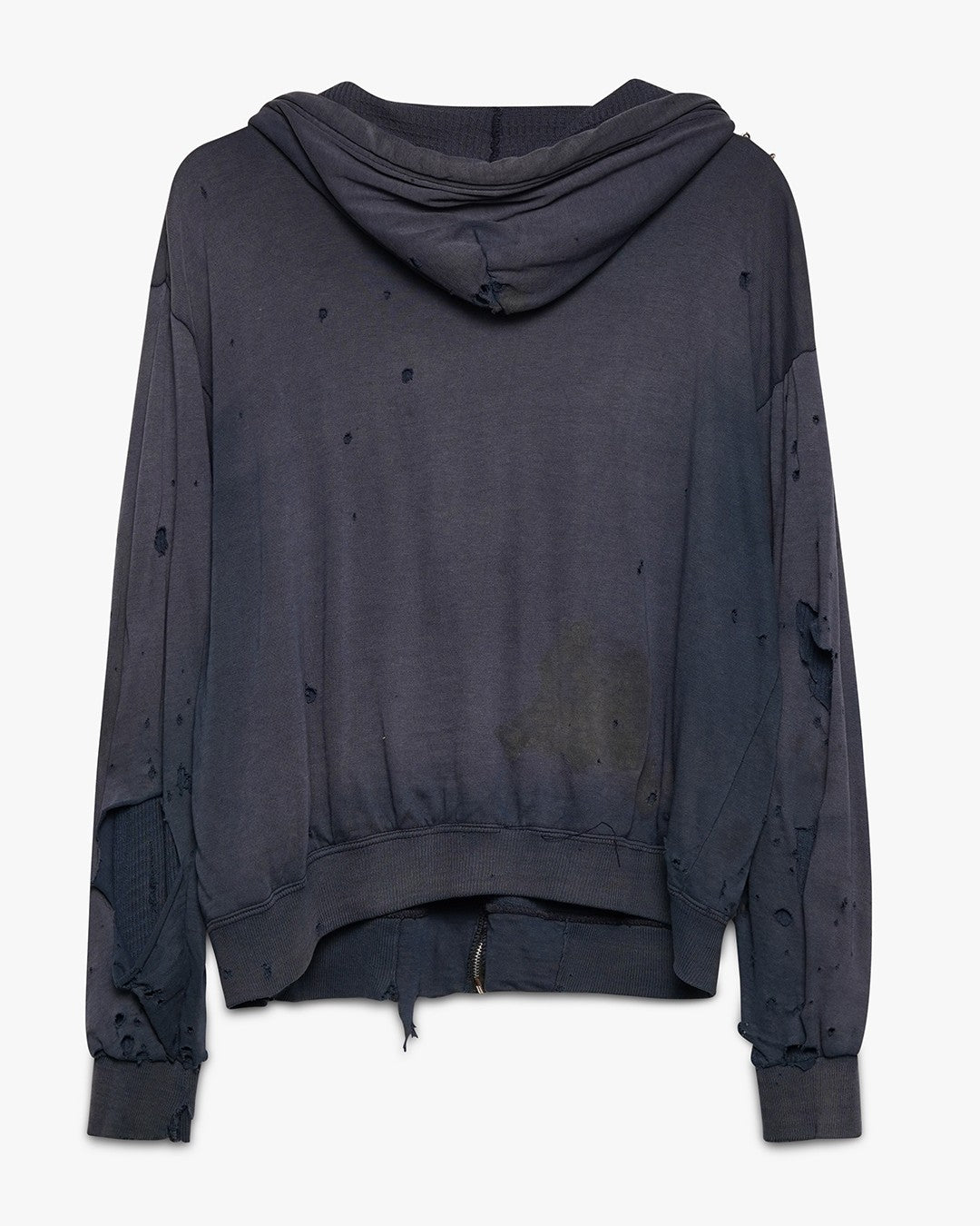 Distressed Navy Blue Thermal Lined Zip-Up