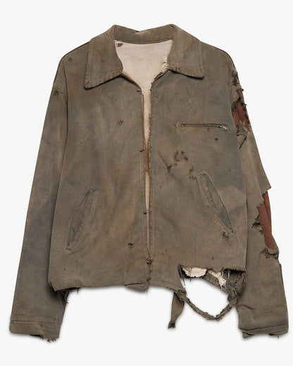 Thrashed/Faded Black Denim Work Jacket