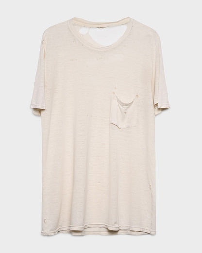 Distressed White Pocket Tee